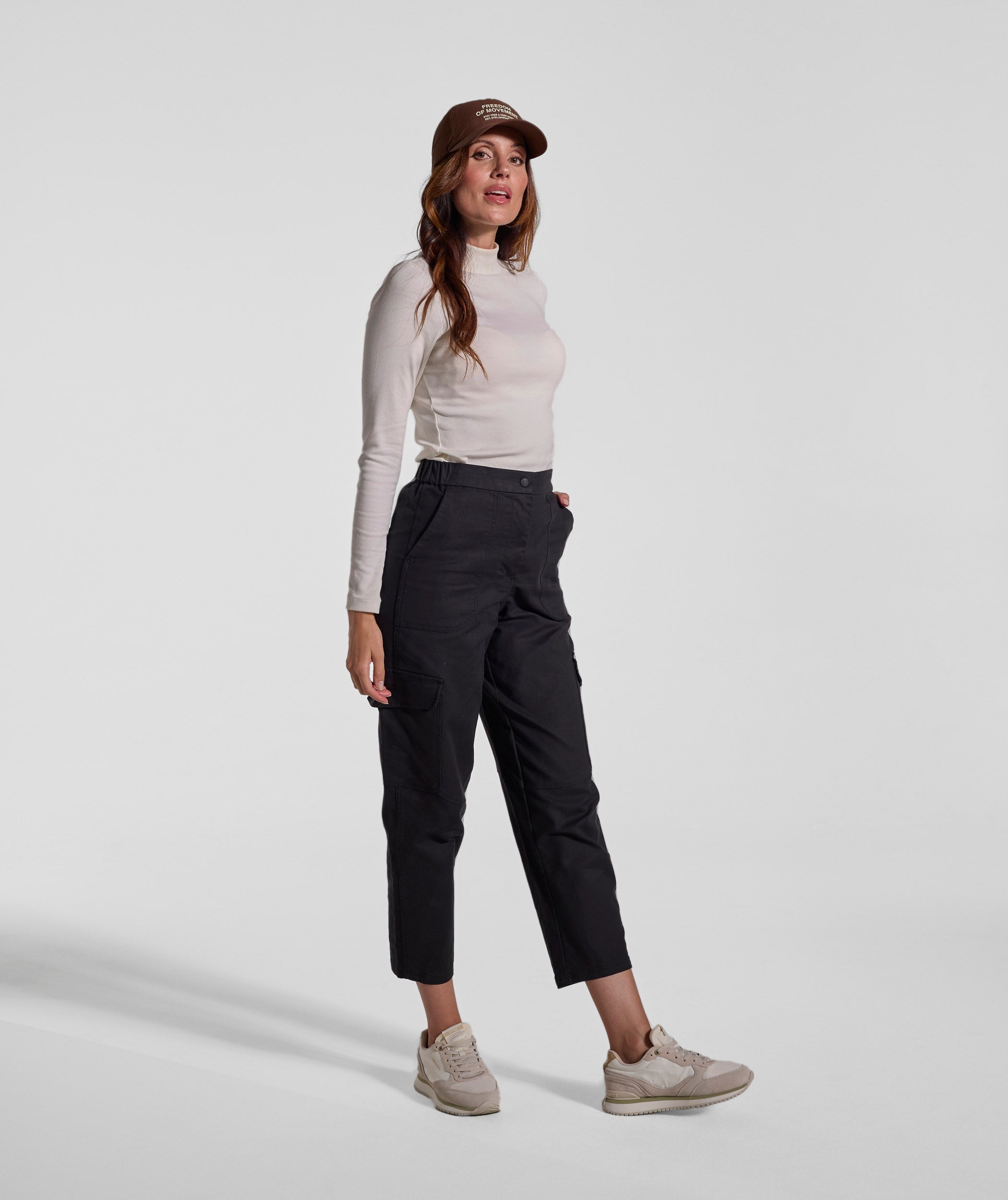Ladies Slim Fit Turtle Neck Rib Top - Ivory