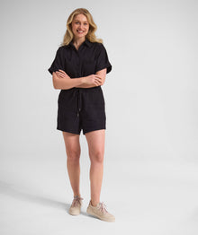 Ladies Linen Blend Jumpsuit - Black