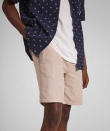 Mens Linen Blend Drawcord Shorts - Ecru