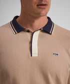 Mens Short Sleeve Honeycomb Golfer - Stone Colour Block