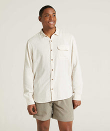 Mens Garment Dyed Long Sleeve Shirt - Light Sand