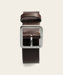 Mens Belt - Choc Brown/ Brushed Silver Buckle