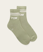 Socks Active - Avocado/ Cream Stripes (Size 8-12)