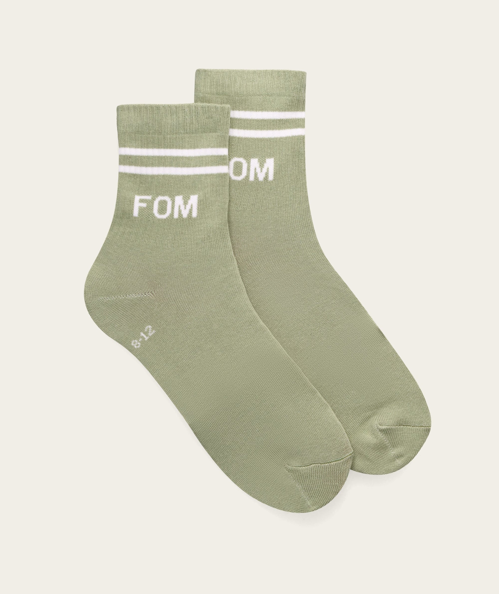 Socks Active - Avocado/ Cream Stripes (Size 8-12)