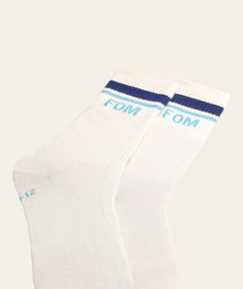 Socks Crew - Off-White/ Ice Blue Stripes (Size 8-12)