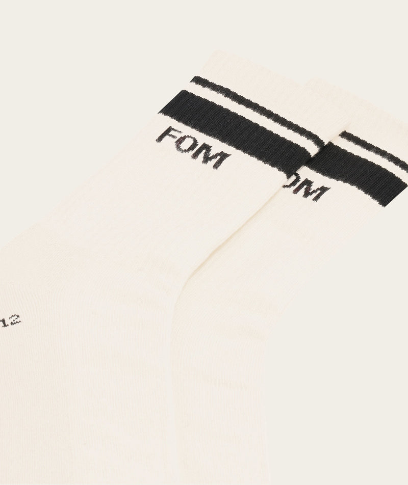 Socks Crew - Off-White/ Black (Size 8-12)