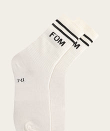 Socks Crew - Off-White/ Black Stripes (Size 8-12)
