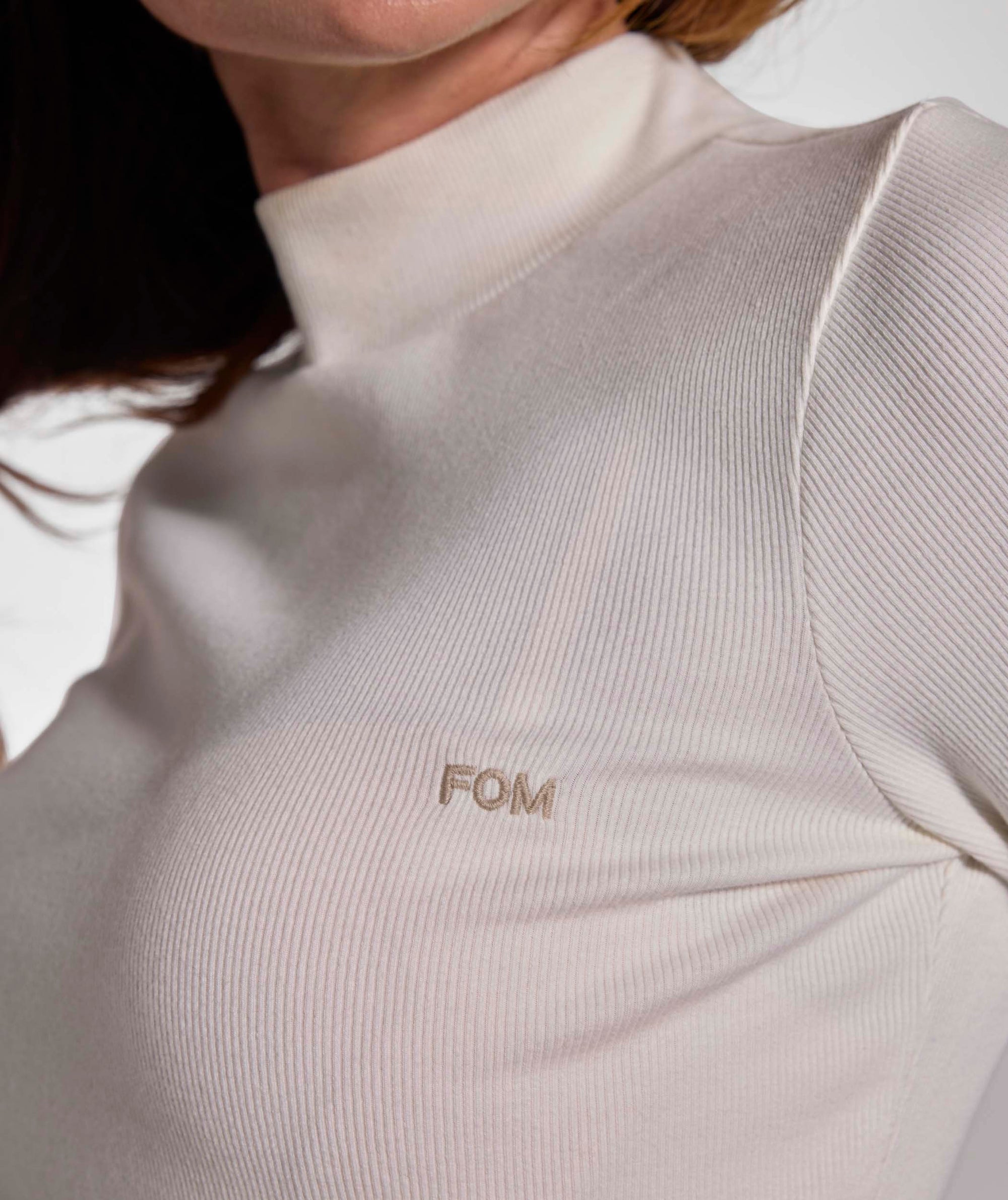 Ladies Slim Fit Turtle Neck Rib Top - Ivory
