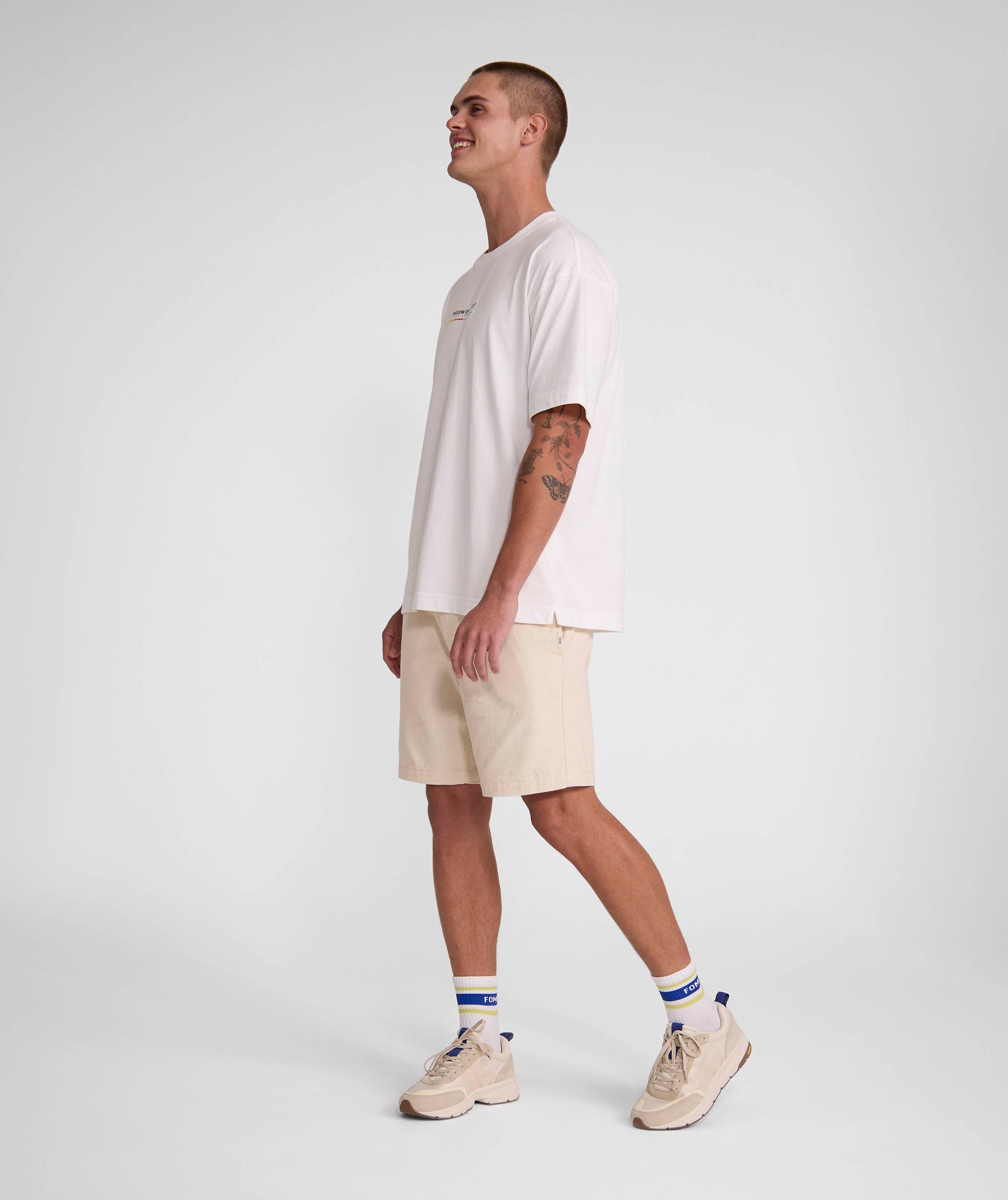 Mens Cotton Twill Shorts - Ecru
