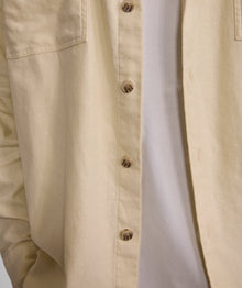 Mens Long Sleeve Cotton Twill Pocket Shirt - Ecru