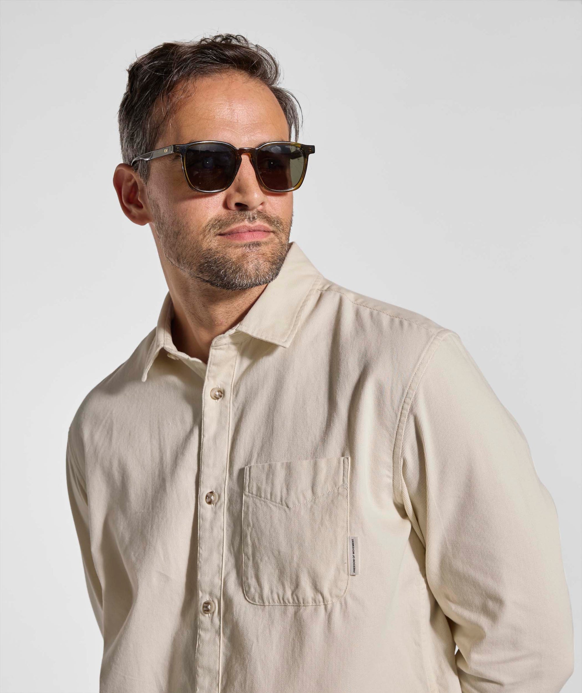 Mens Cotton Textured Shirt - Ecru
