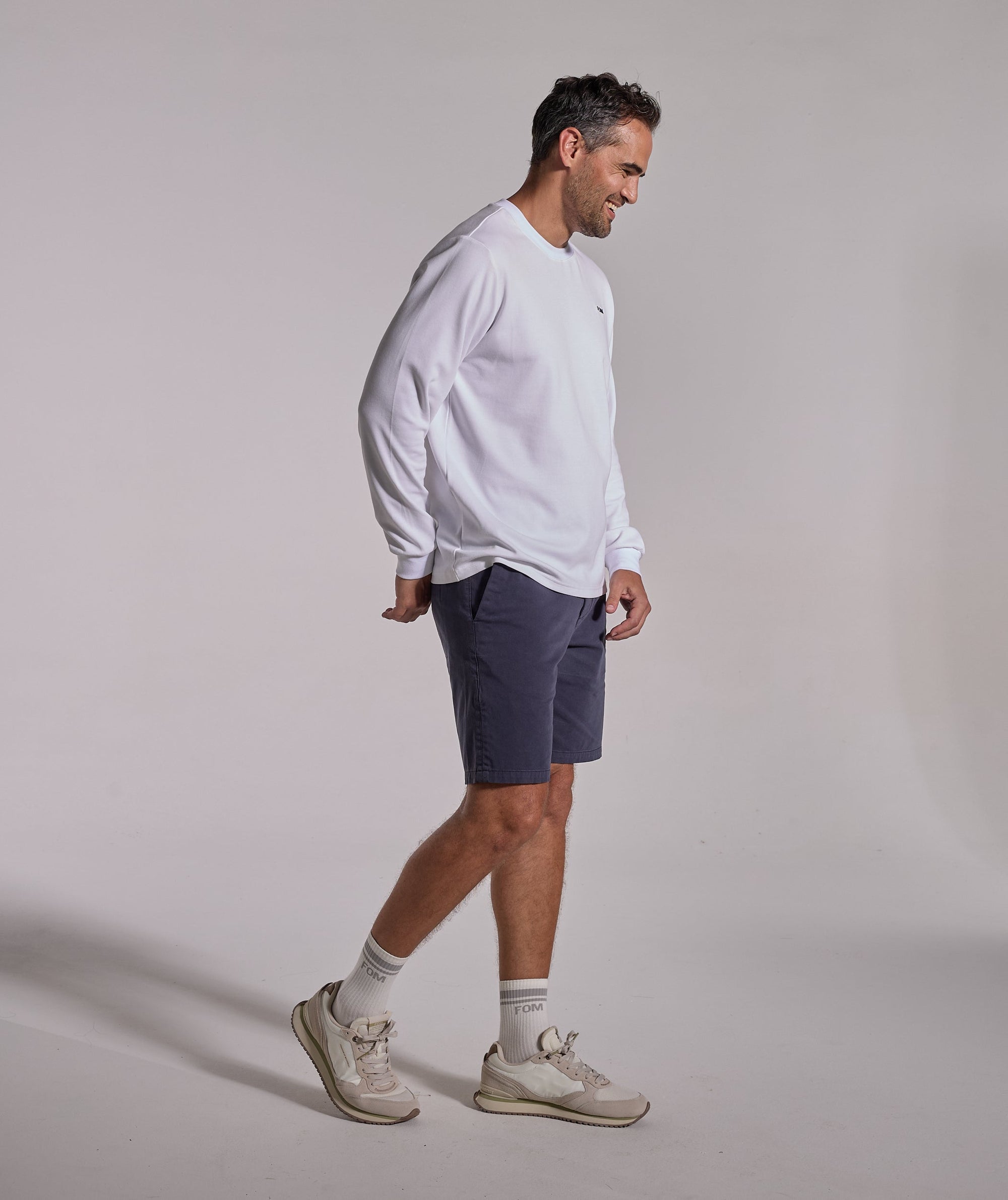 Mens Long Sleeve FreeMotion Graphic Tee - White