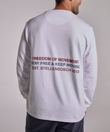 Mens Long Sleeve FreeMotion Graphic Tee - White