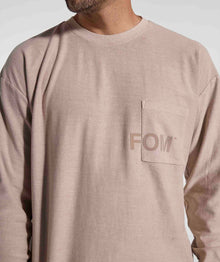 Mens Washed Pocket Long Sleeve Tee - Putty