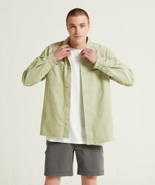 Mens Microcheck Cord Overshirt - Sage Green